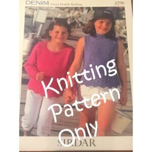 Sirdar 4296 Denim Tweed Child Double Knitting Pullover Sweater and Top Pattern